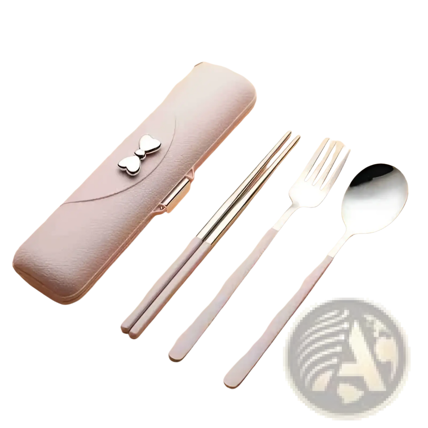 Stainless Steel Travel Cutlery Set with Pink Bow Case