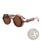 Steampunk Round Sunglasses with Double Spring Legs