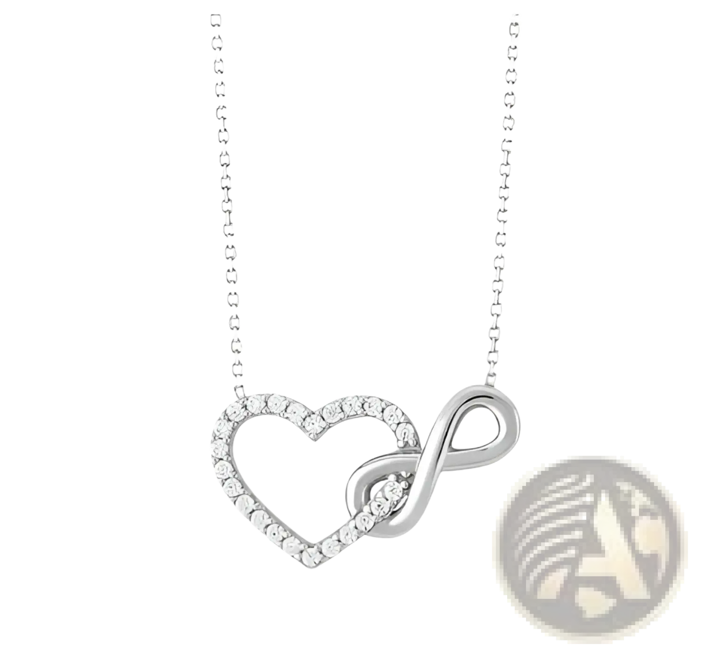Sterling Silver Interlocking Infinity Heart Pendant Necklace
