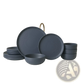 Stoneware Dinnerware Set 12 Piece Matte Gray for 4