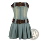 Strapless Denim Corset Mini Dress with Leather Belts