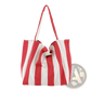 Striped Canvas Tote Bag High Capacity Shoulder Bag