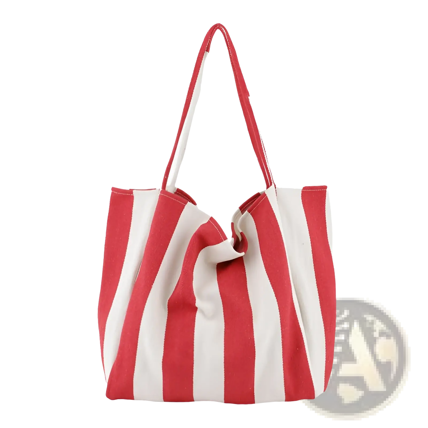 Striped Canvas Tote Bag High Capacity Shoulder Bag