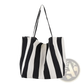 Striped Canvas Tote Bag High Capacity Shoulder Bag