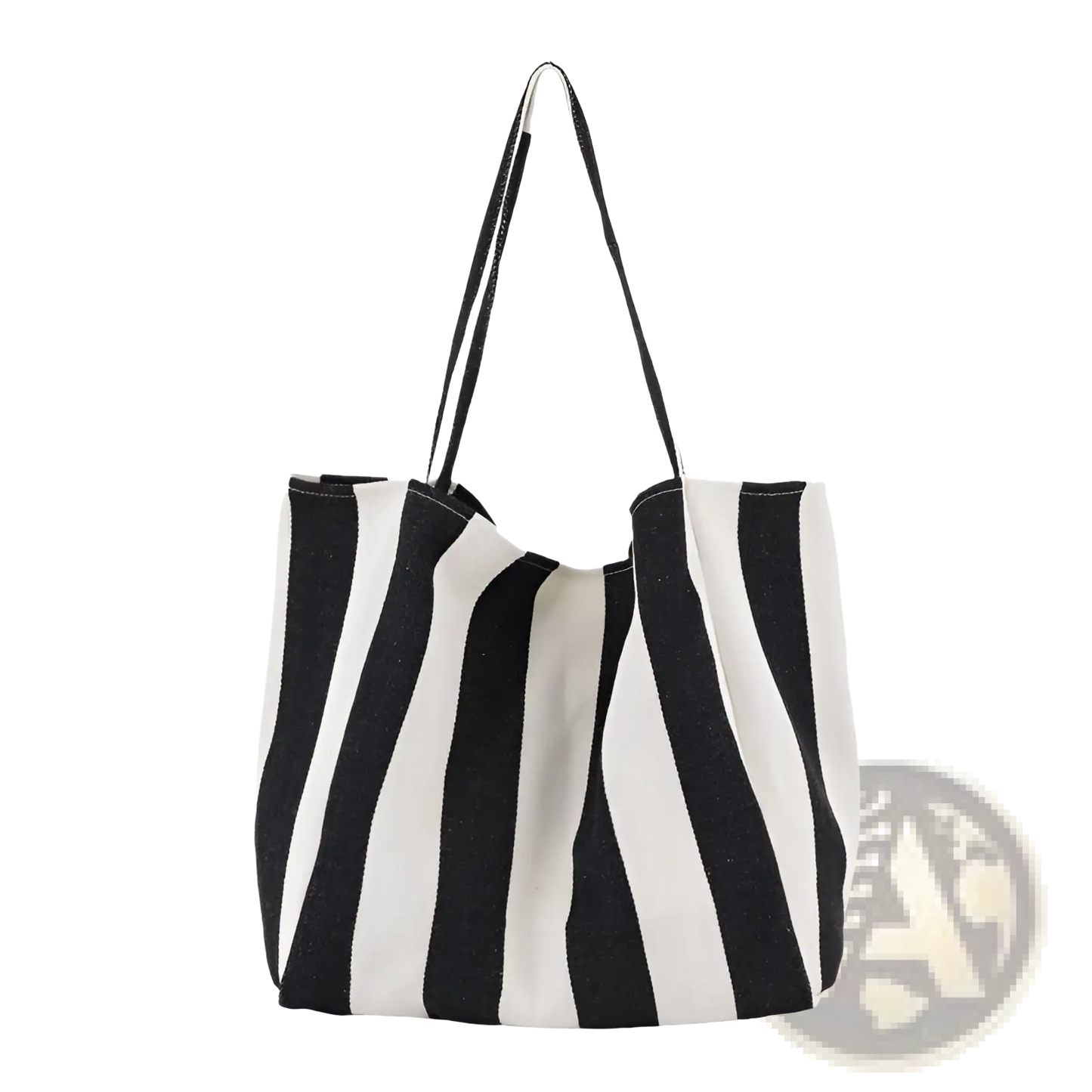 Striped Canvas Tote Bag High Capacity Shoulder Bag