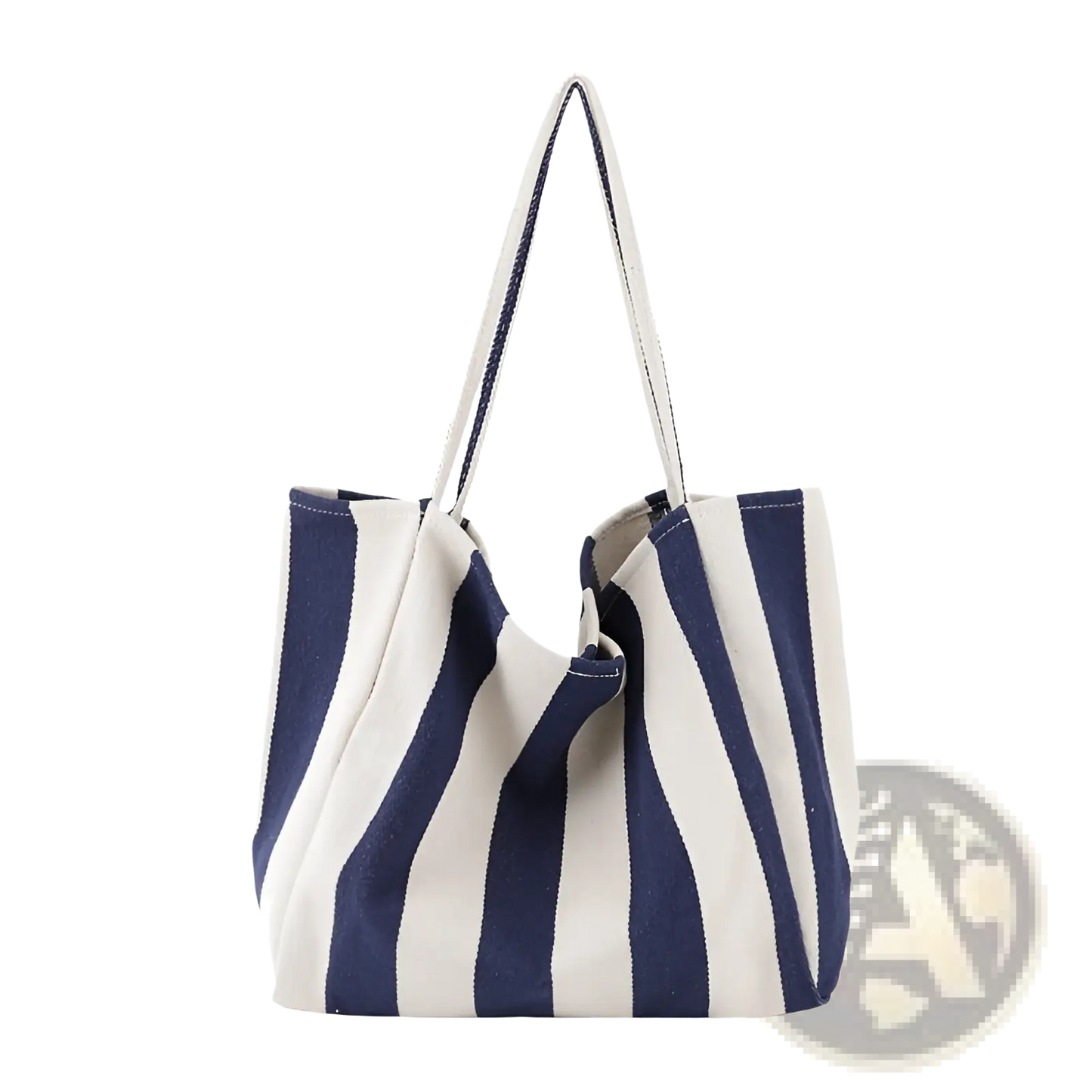 Striped Canvas Tote Bag High Capacity Shoulder Bag