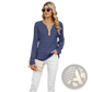 Striped Contrast Henley Long Sleeve v Neck t Shirt