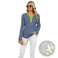 Striped Contrast Henley Long Sleeve v Neck t Shirt