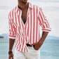 Men's Loose Fit Vertical Striped Long Sleeve Casual Shirt