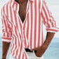 Men's Loose Fit Vertical Striped Long Sleeve Casual Shirt