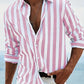 Men's Loose Fit Vertical Striped Long Sleeve Casual Shirt