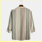 Men's Striped Slub Linen Stand Collar Casual Shirt