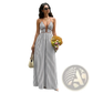 Striped v Neck Tie Back Summer Maxi Dress