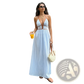 Striped v Neck Tie Back Summer Maxi Dress