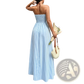 Striped v Neck Tie Back Summer Maxi Dress