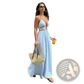 Striped v Neck Tie Back Summer Maxi Dress