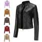 Studded Faux Leather Moto Jacket with Silver Rivets