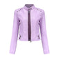 Studded Faux Leather Moto Jacket with Silver Rivets