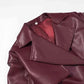 Burgundy Belted Faux Leather Trench Jacket