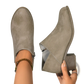 Suede Ankle Boots with Chunky Heel and Side Zipper