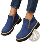Suede Ankle Boots with Side Zipper and Chunky Sole