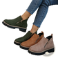 Suede Ankle Boots with Side Zipper and Chunky Sole