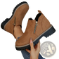 Suede Ankle Boots with Side Zipper and Chunky Sole