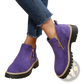Suede Ankle Boots with Side Zipper and Chunky Sole