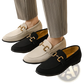 Suede Buckle Loafers for Men in Black and Khaki