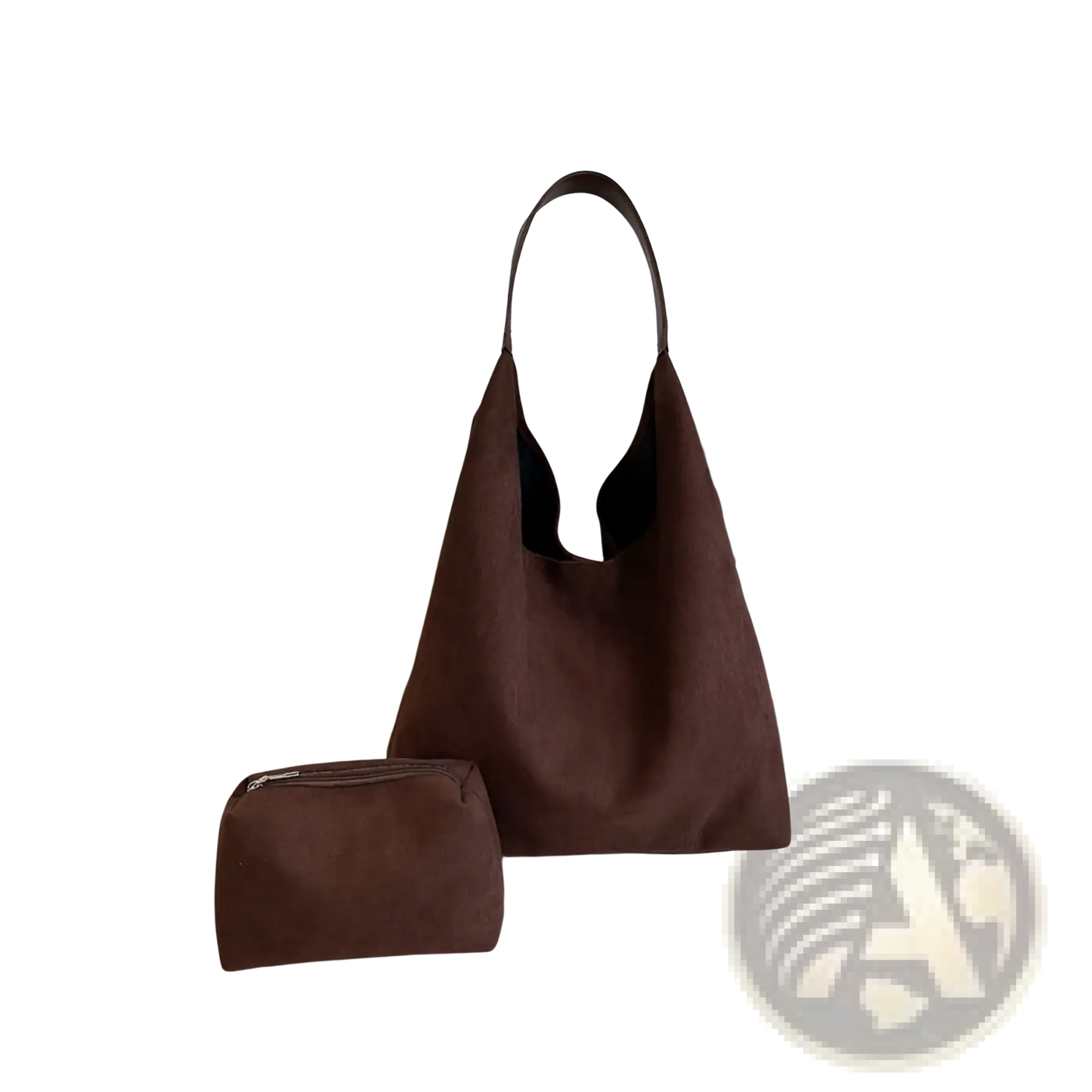 Suede Hobo Tote Bag with Matching Pouch for Women