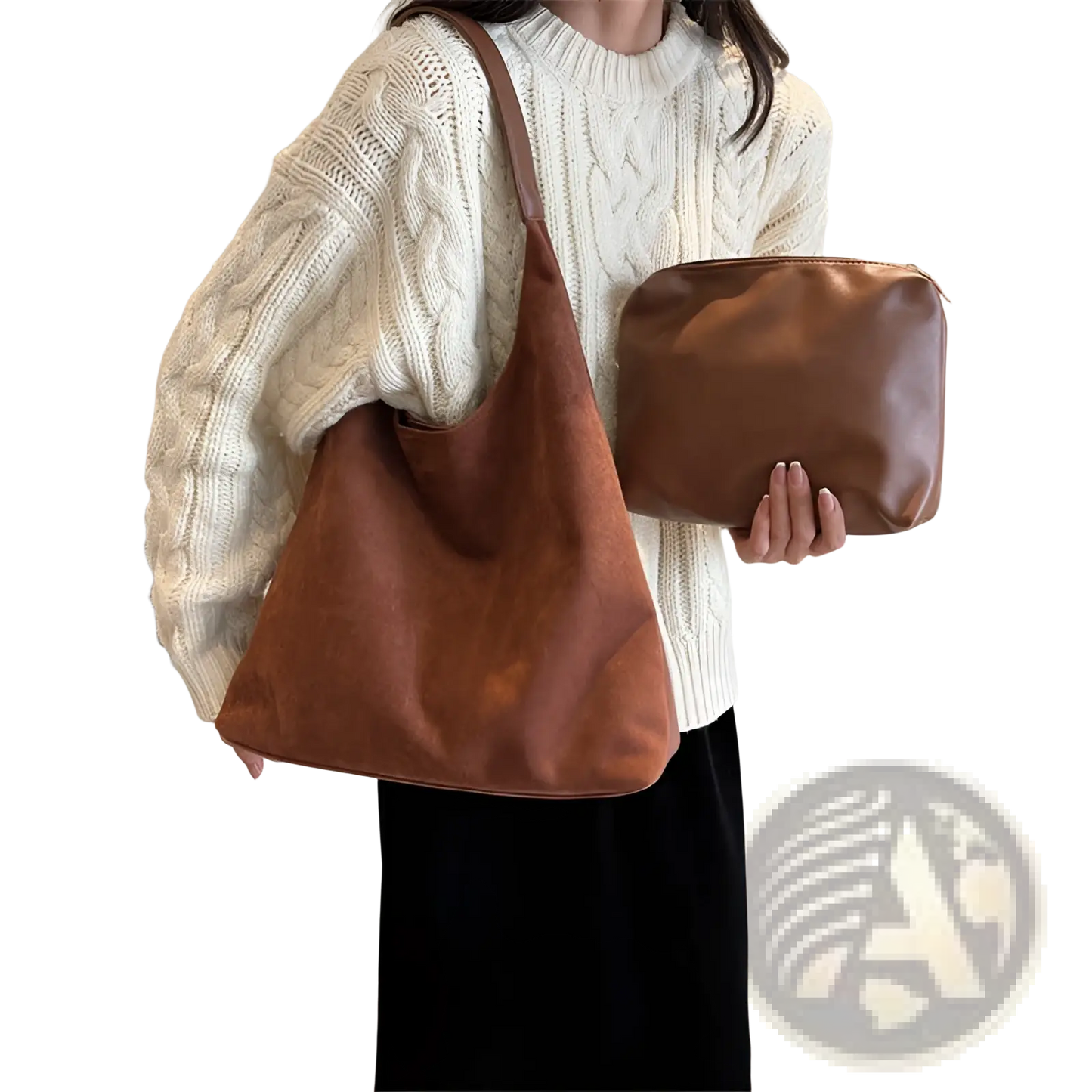 Suede Shoulder Bag Large Capacity Slouchy Tote Bag