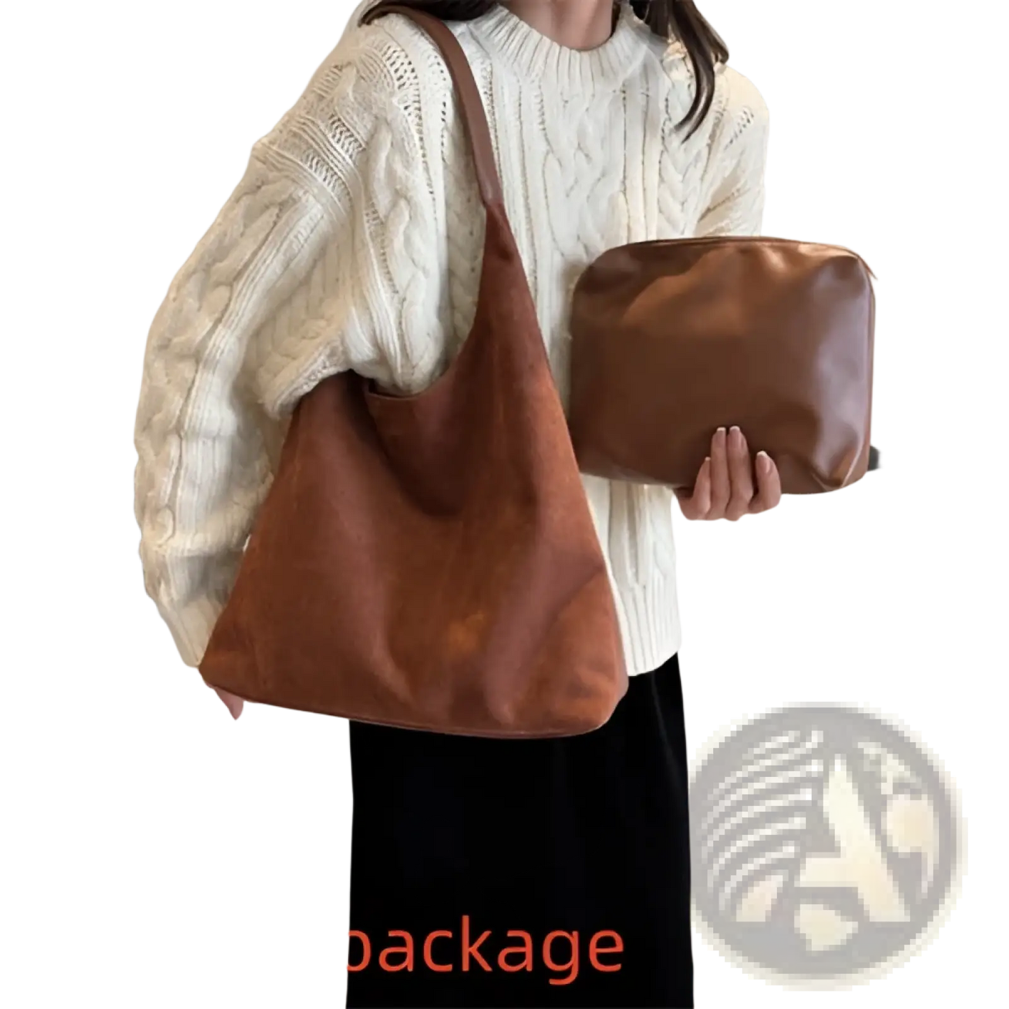 Suede Shoulder Bag Large Capacity Slouchy Tote Bag