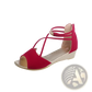 Suede Wedge Sandals Korean Low Heel Strappy Shoes