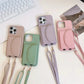 Litchi Leather Card Holder Phone Case with Lanyard
