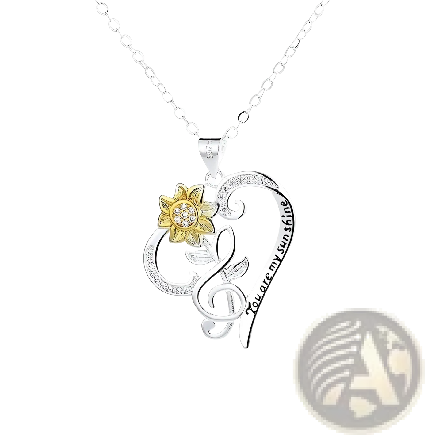 You are my Sunshine Sunflower Heart Pendant Necklace