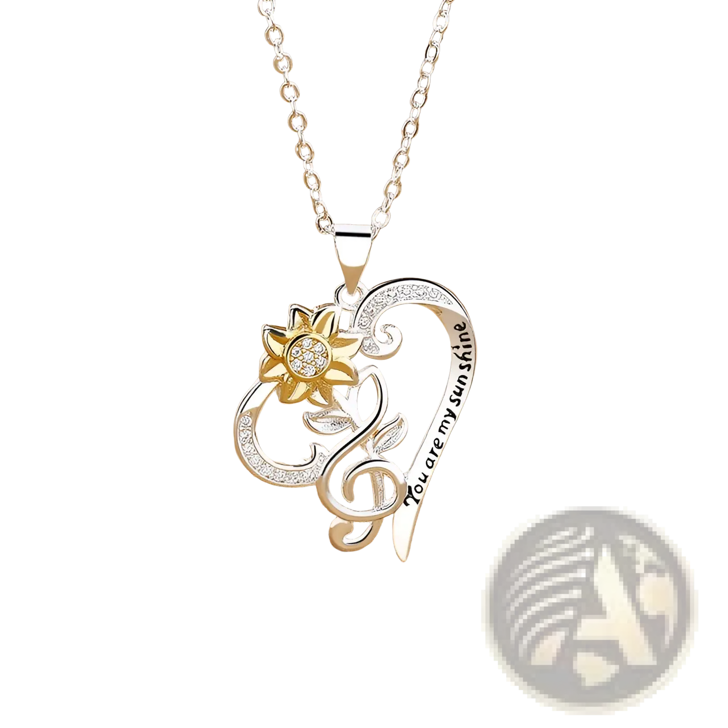 You are my Sunshine Sunflower Heart Pendant Necklace