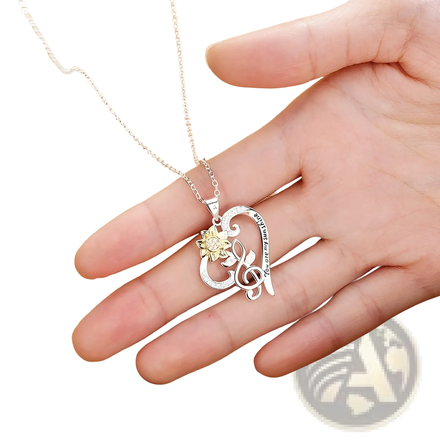 You are my Sunshine Sunflower Heart Pendant Necklace