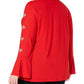 INC International Concepts Women's Embellished Sleeve Top -Red Size Petite S