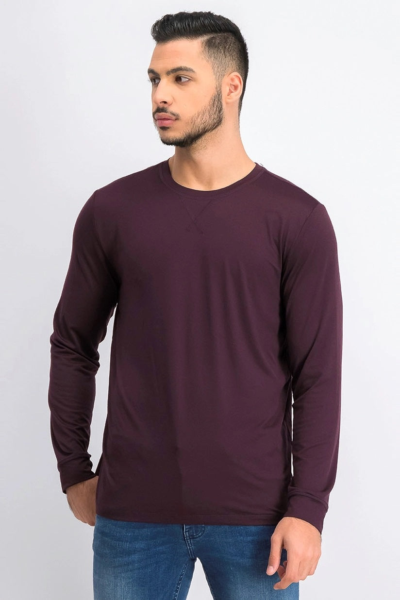 32 Degrees Men's Ultra Lux Long-Sleeve Sleep T-Shirt Berry Size X-Large