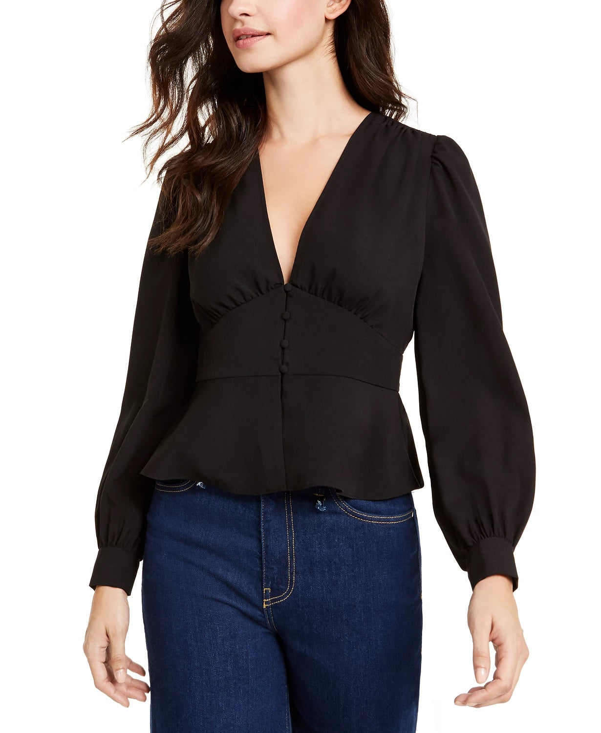 French Connection Women's Blaine Crepe Blouse Black Size 4