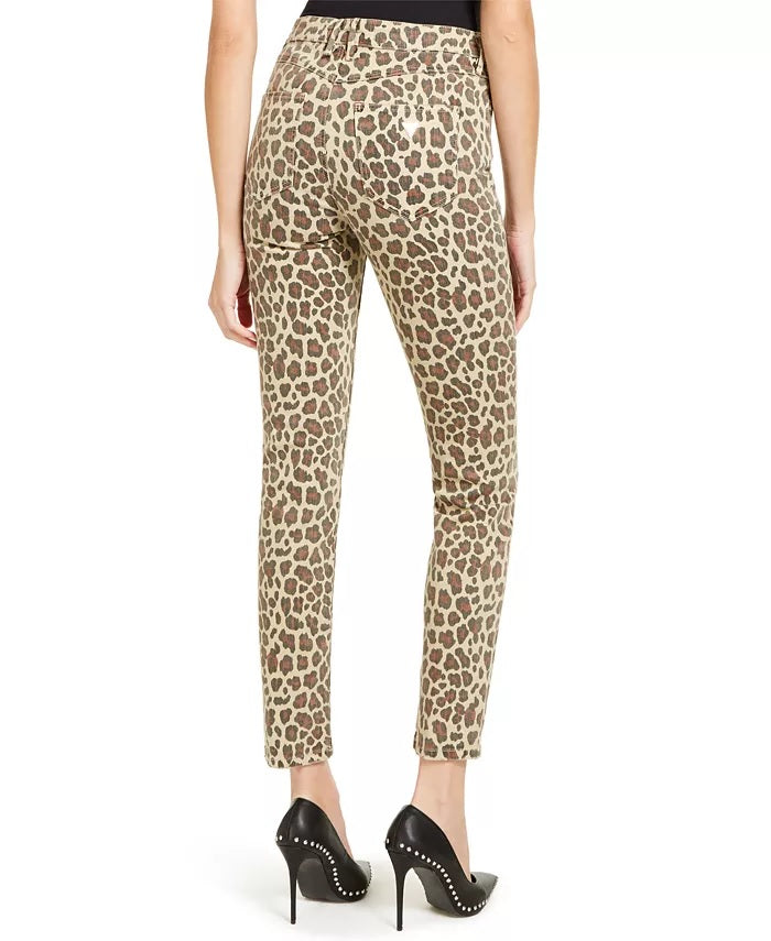 Guess Women's Leopard-Print Skinny Jeans Brown Size 25