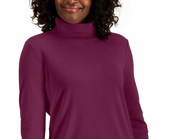 Karen Scott Women's Cotton Turtleneck Purple Size X-Large