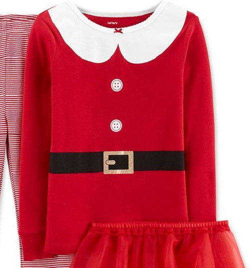 Carter's Girls 3pc. Tutu Santa Pajama Set Red Size 6