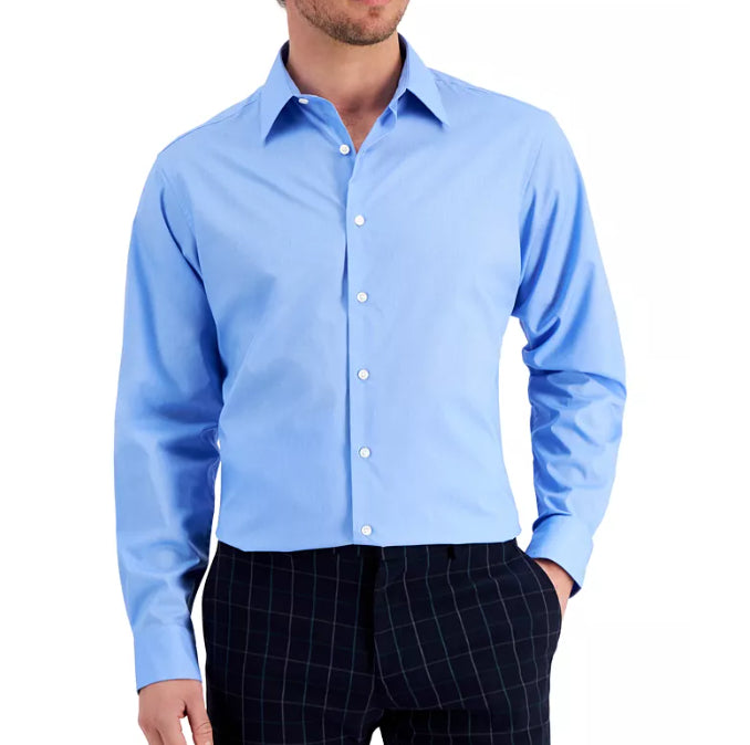 Club Room Men's Classic Regular Fit Solid Dress Shirt  Blue Size 2 Extra Large 18 (36-37)