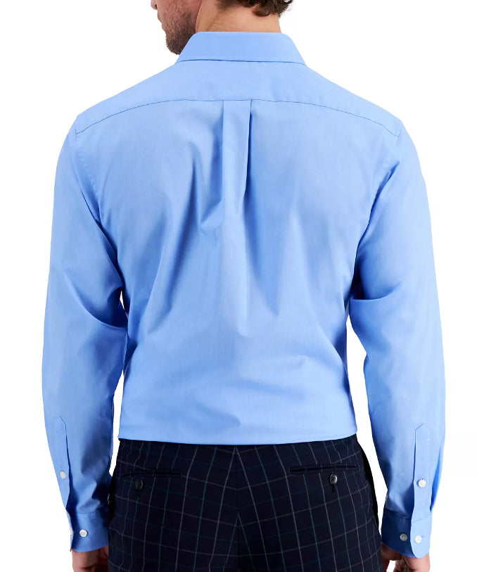Club Room Men's Classic Regular Fit Solid Dress Shirt  Blue Size 2 Extra Large 18 (36-37)