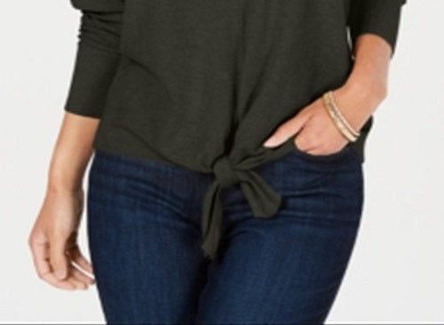 Style & Co Women's Tie Front Sweater Gray Size S