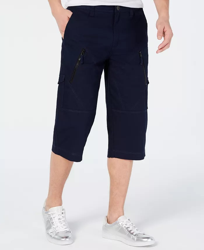 INC International Concepts Men's Cotton Long Bermuda Shorts Blue Size 27