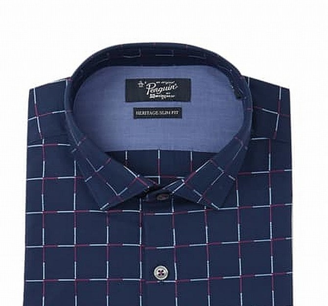 Quiksilver Men's Heritage Slim Fit Stitched Pattern Dress Shirt Blue Size 16.5x32-33