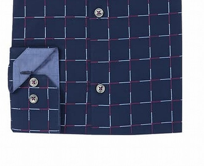 Quiksilver Men's Heritage Slim Fit Stitched Pattern Dress Shirt Blue Size 16.5x32-33