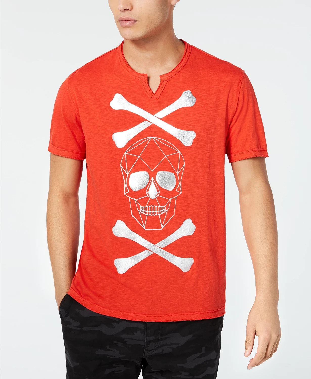 INC International Concepts Men's Skull & Cross Bones T-Shirt Red Size Large